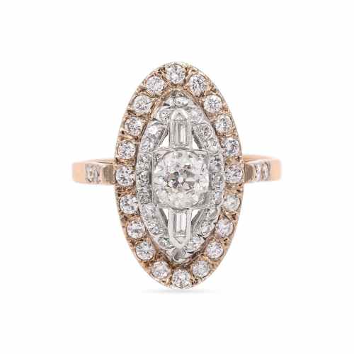 Vintage 1.56 Ctw. Diamond Navette Ring