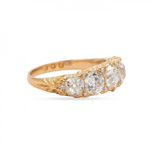 Victorian 3.69 Ctw. Old Cut Diamond 5-Stone Ring
