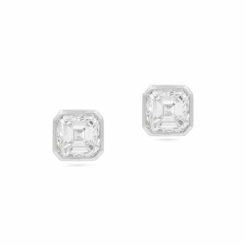 2.05 Ctw. Asscher Cut Diamond Stud Earrings from Bespoke by Platt