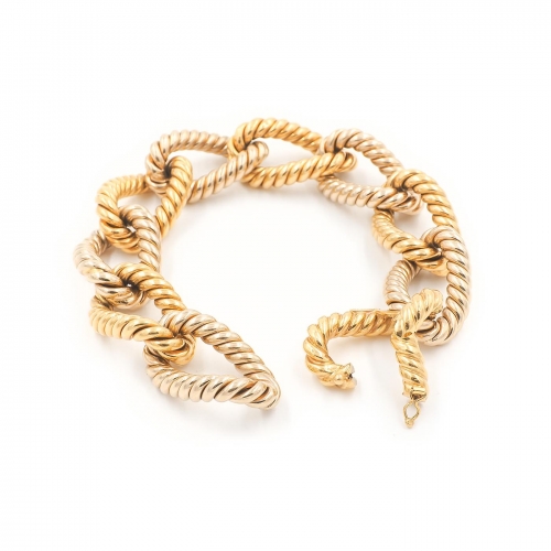 Vintage Two-Tone Rope-Link Gold Chain Bracelet