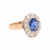 Edwardian 2.30 Ct. Sapphire & Old Mine Cut Diamond Cluster Ring