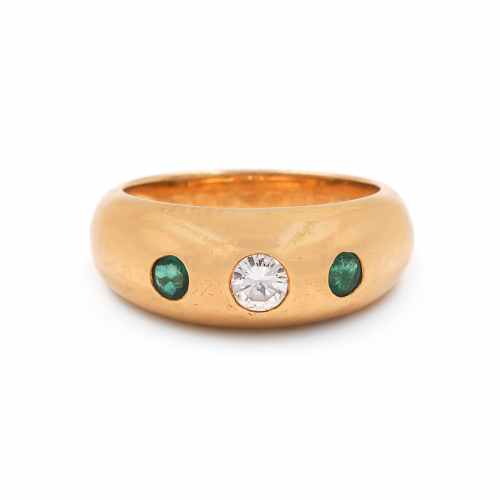 Vintage Diamond & Emerald Band Ring by Cartier