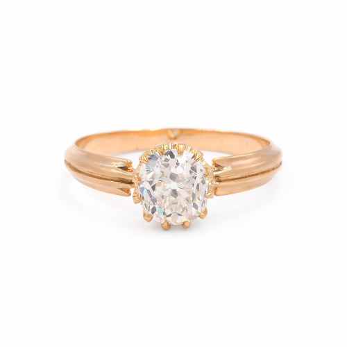 Victorian 1.54 Carat Old Mine Cut Diamond Solitaire Engagement Ring