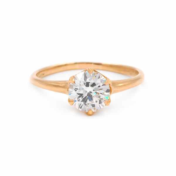 Retro 1.05 Carat Transitional Cut Diamond Solitaire Engagement Ring by C.D. Peacock