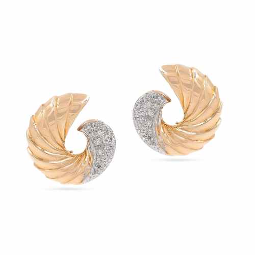 Vintage Two-Tone Diamond Swirl Earrings